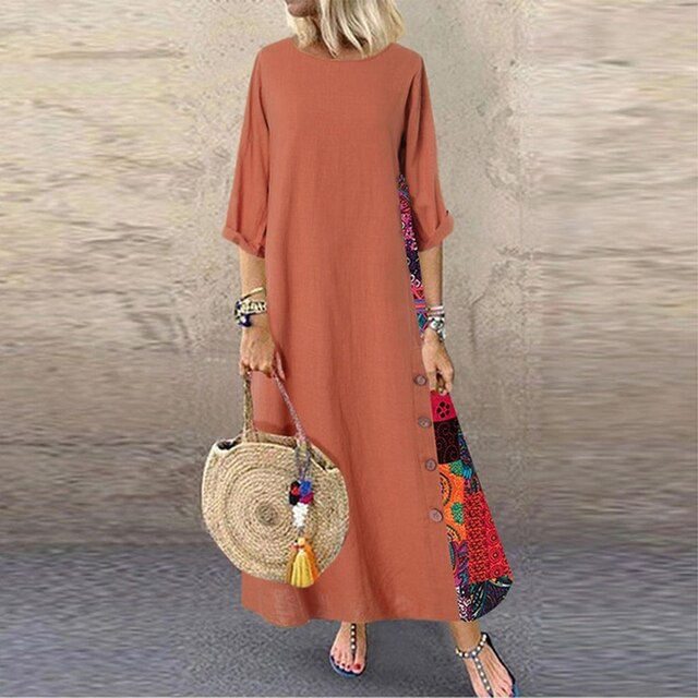 Cecilia - boho zomer maxi jurk met halve mouwen