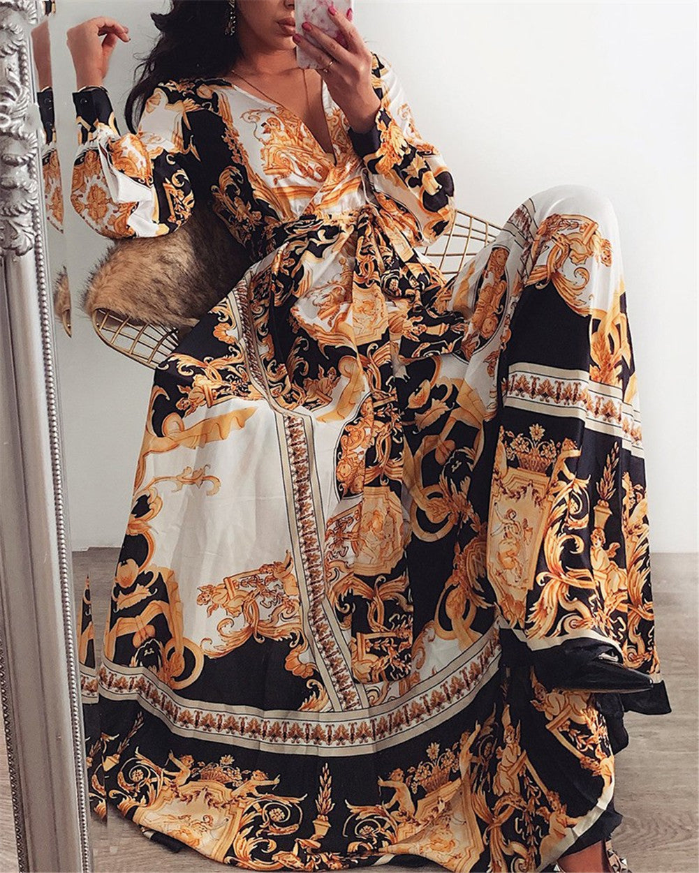 Rosalyn - elegante wikkeljurk met split
