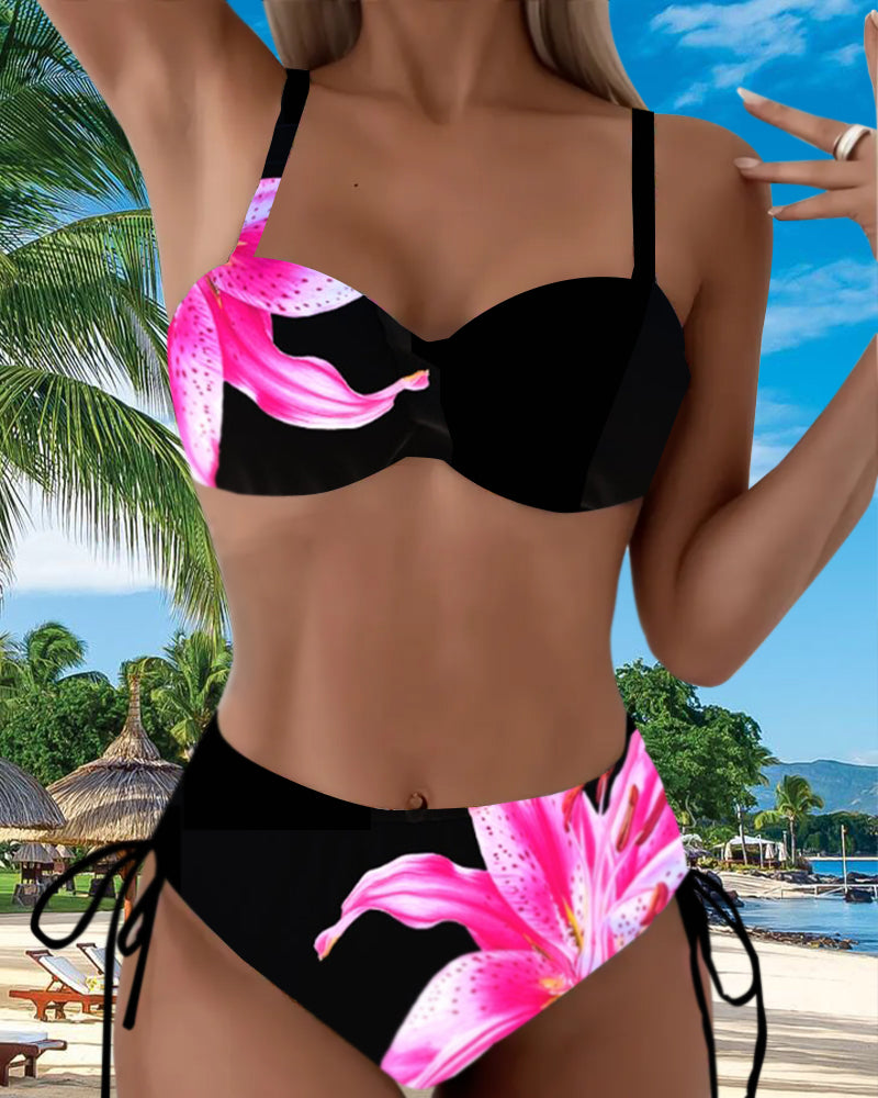 Driehoekige Bikini met Touwtjes – Bloemenprint