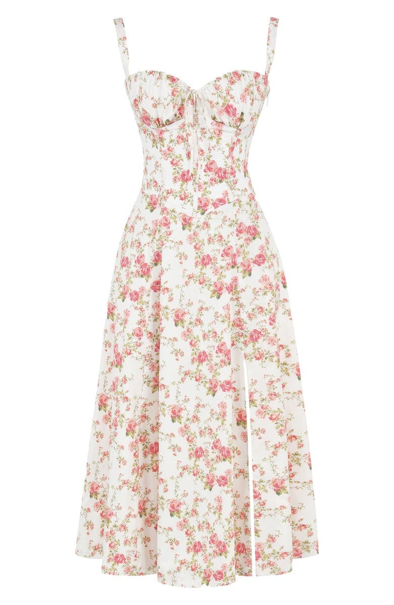 Venice - bloemen bustierjurk met taille vormgeving