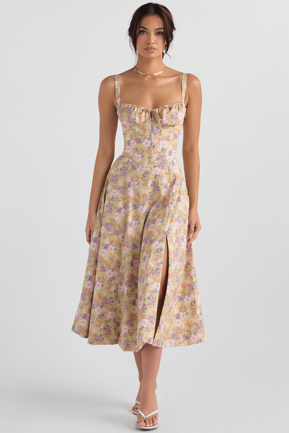 Venice - bloemen bustierjurk met taille vormgeving