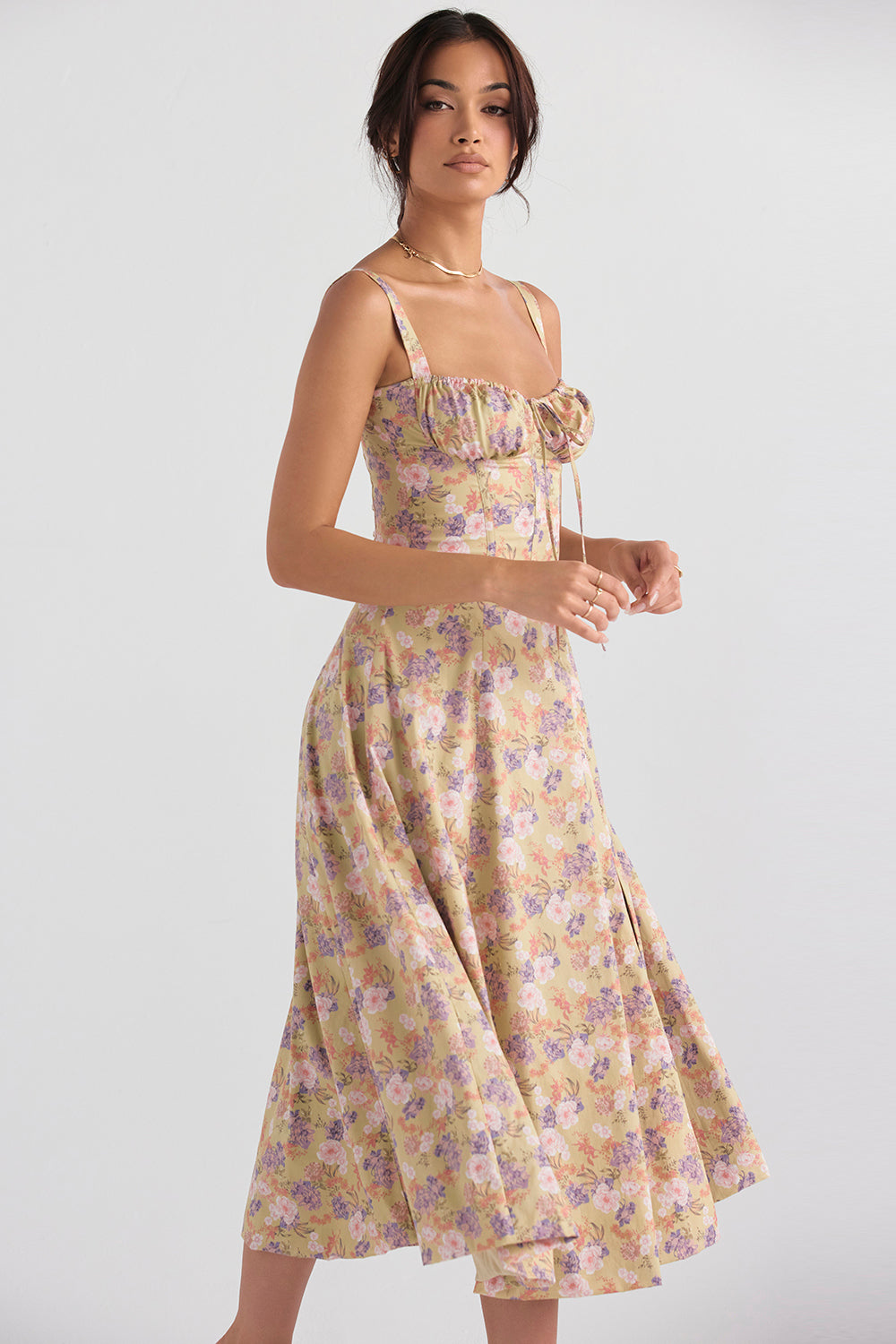 Venice - bloemen bustierjurk met taille vormgeving