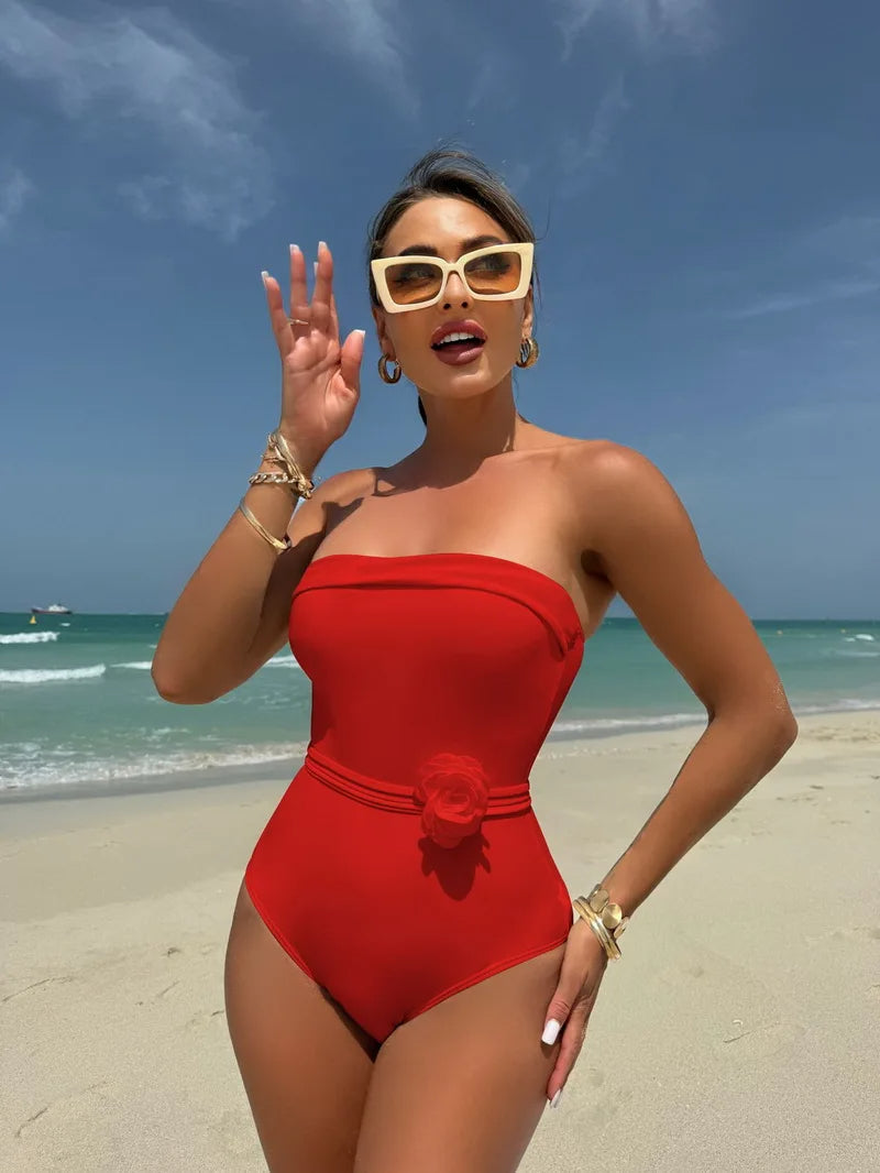 Bandeau bloemen monokini badpak - By La Bella Vie