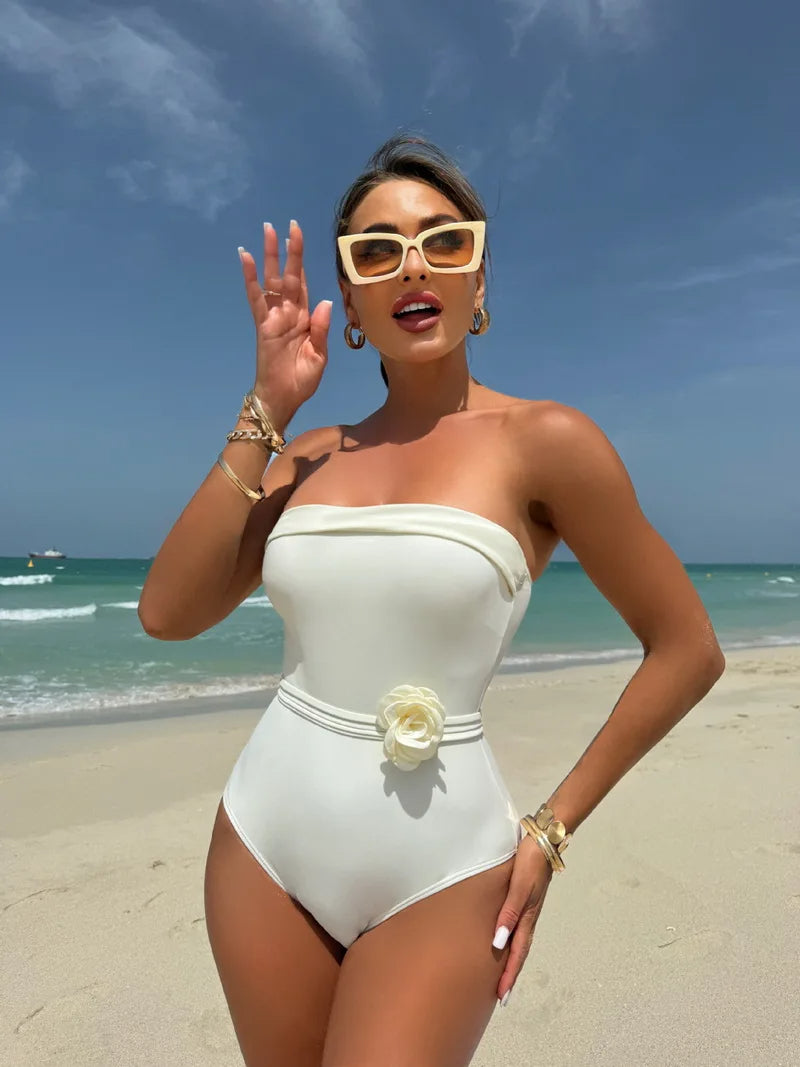 Bandeau bloemen monokini badpak - By La Bella Vie