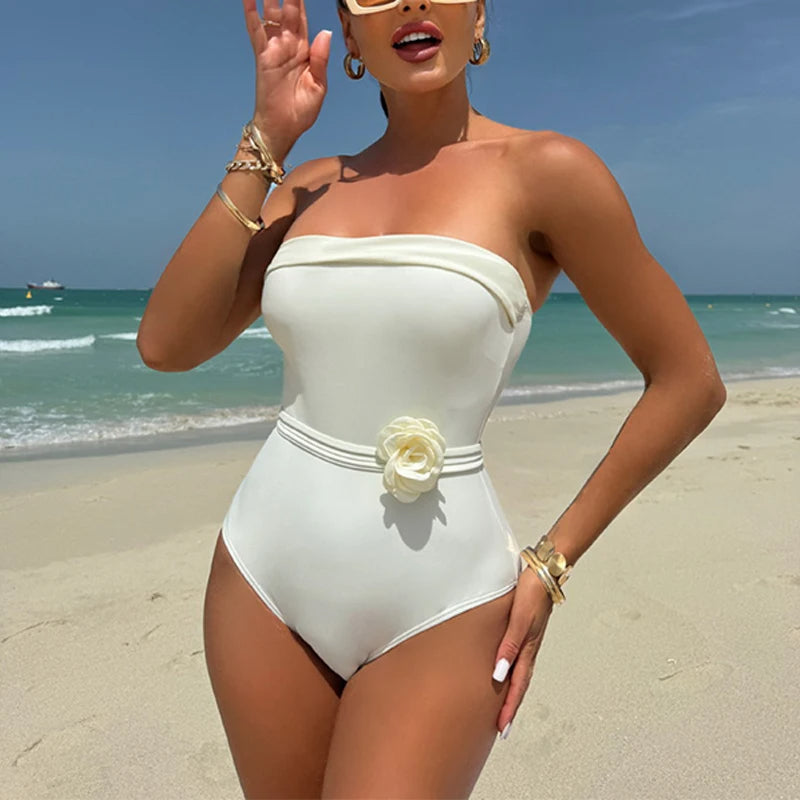 Bandeau bloemen monokini badpak - By La Bella Vie