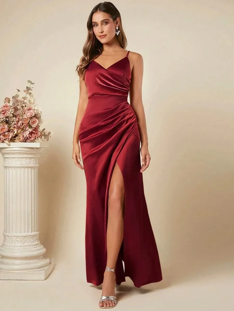 Elegante Satijnen Maxi Jurk