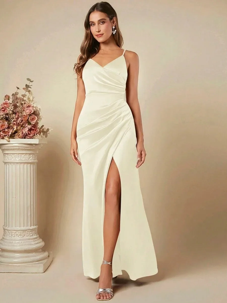 Elegante Satijnen Maxi Jurk