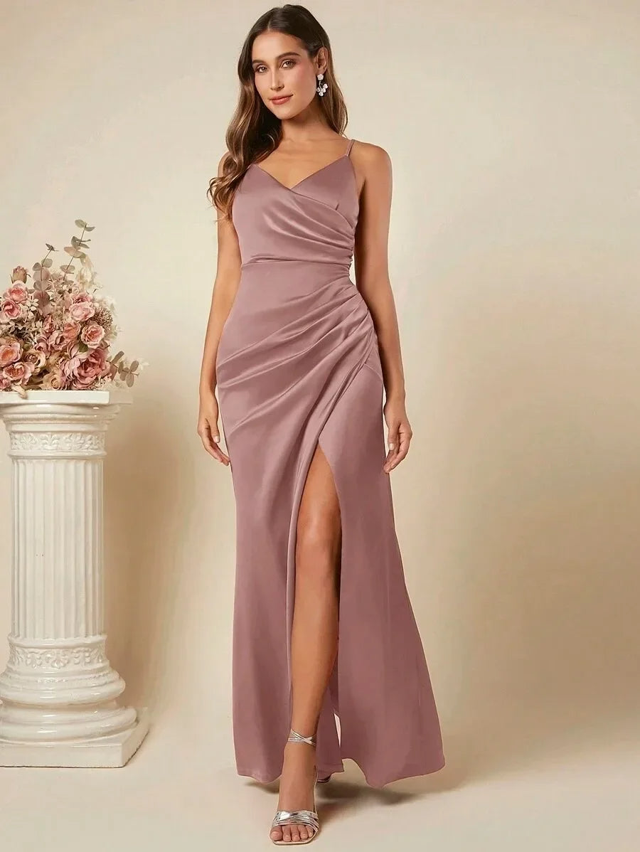 Elegante Satijnen Maxi Jurk