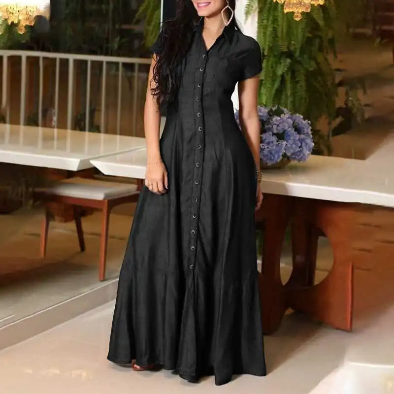 Tijdloze denim maxi jurk