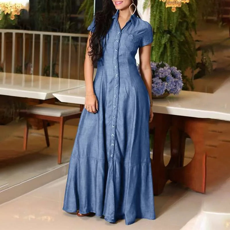 Tijdloze denim maxi jurk