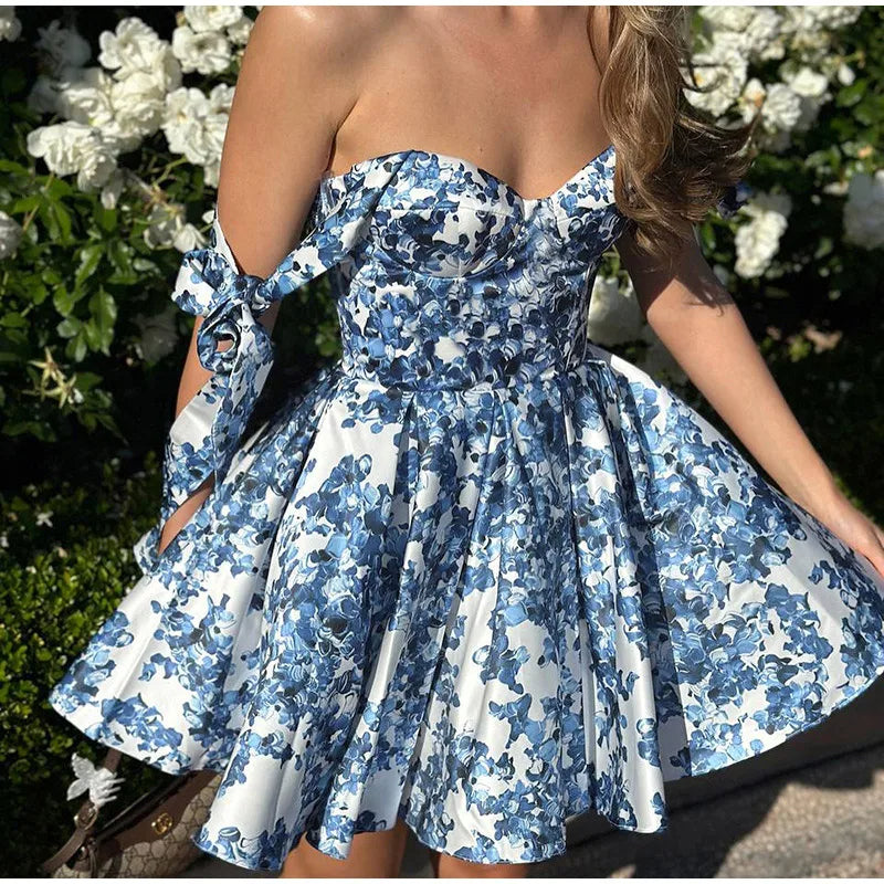 Camille – Bloemen Mini Ibiza Jurk Dames - Zomerjurk