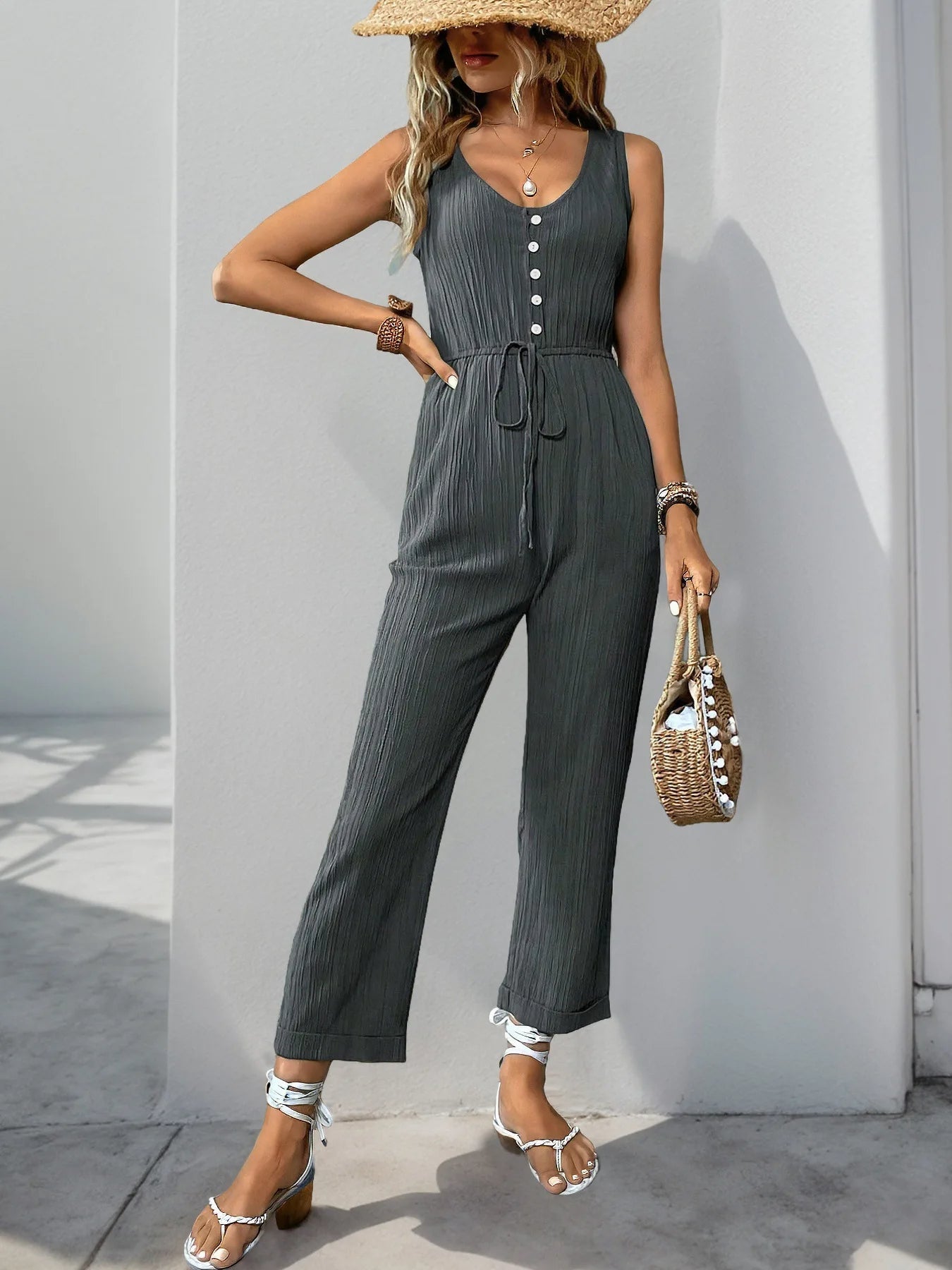 Linnen Casual Boho Jumpsuit - By La Bella Vie