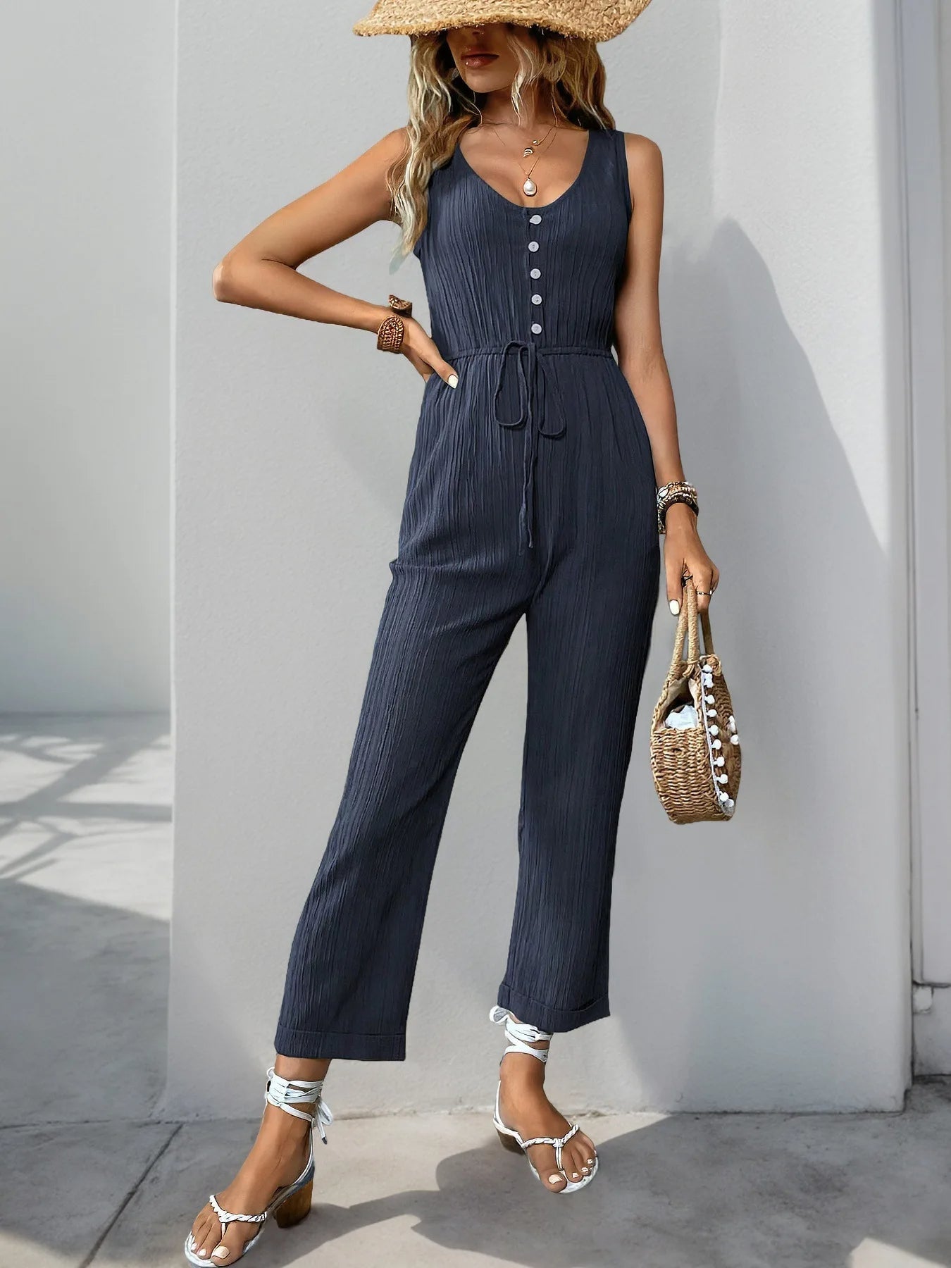 Linnen Casual Boho Jumpsuit - By La Bella Vie