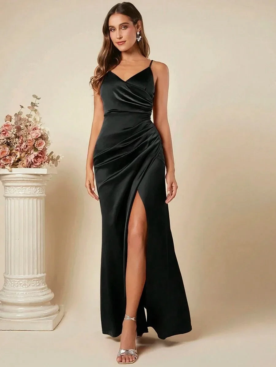 Elegante Satijnen Maxi Jurk