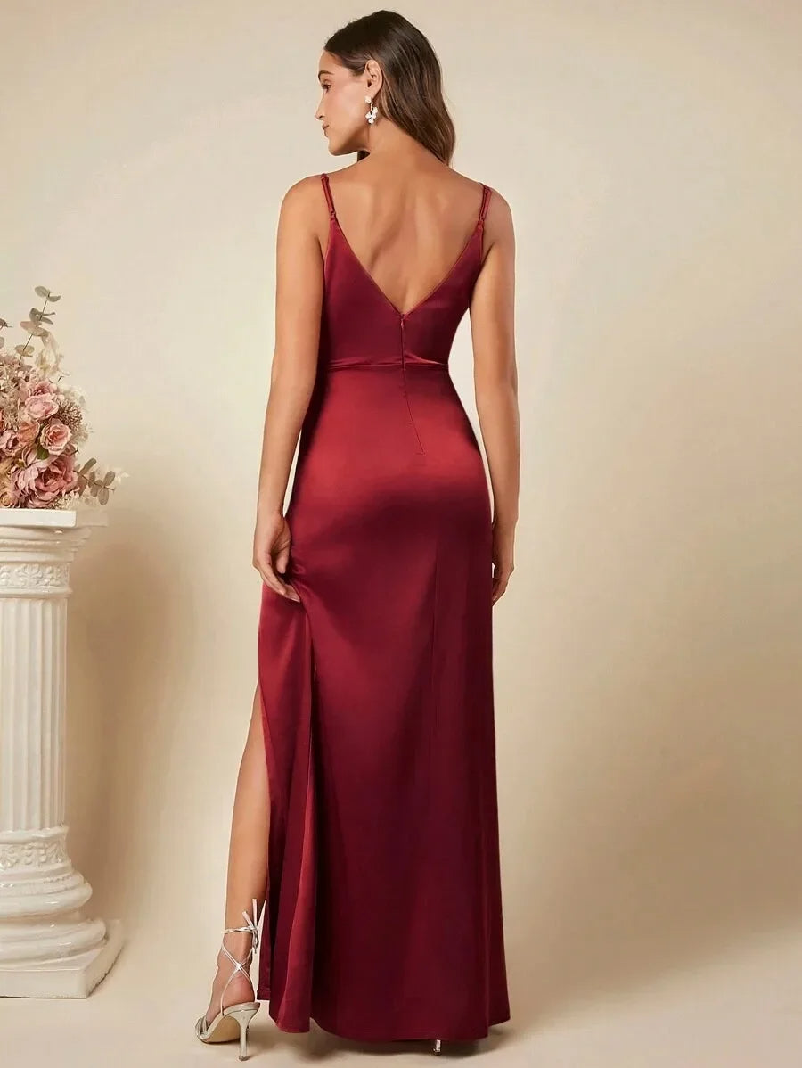 Elegante Satijnen Maxi Jurk