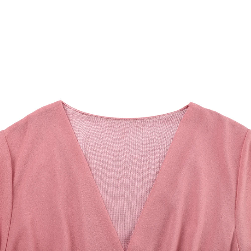 Chiffon Wikkel Korte Mouw Jurk