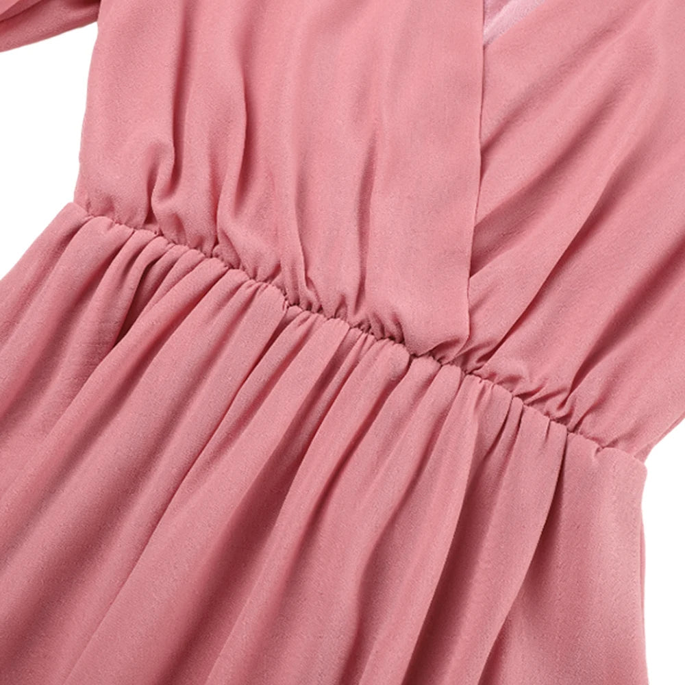 Chiffon Wikkel Korte Mouw Jurk