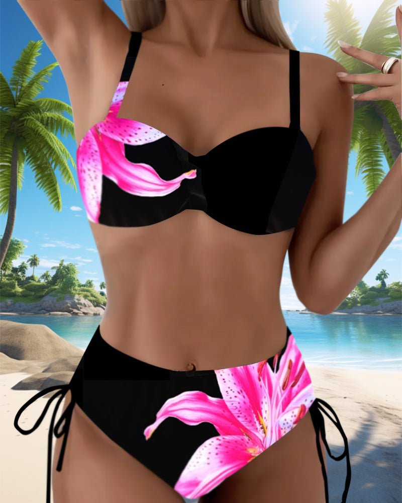 Driehoekige Bikini met Touwtjes – Bloemenprint