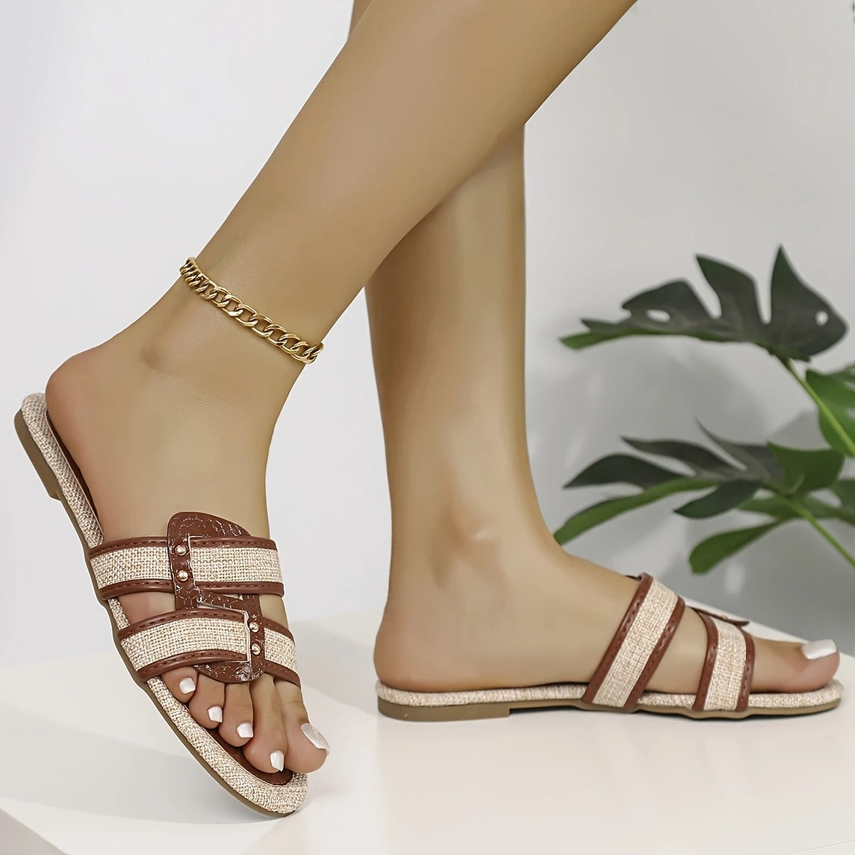 Ergonomisch sandalen met gevlochten detail - By La Bella Vie
