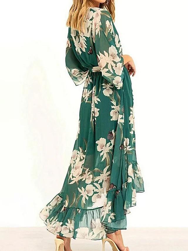 Elegante bloemetjesjurk met ruches