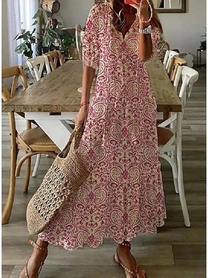 Donna - stijlvolle bedrukte zomerjurk met halflange mouwen