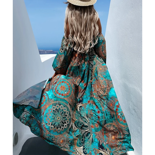 Diane - casual off shoulder bohemian maxi jurk