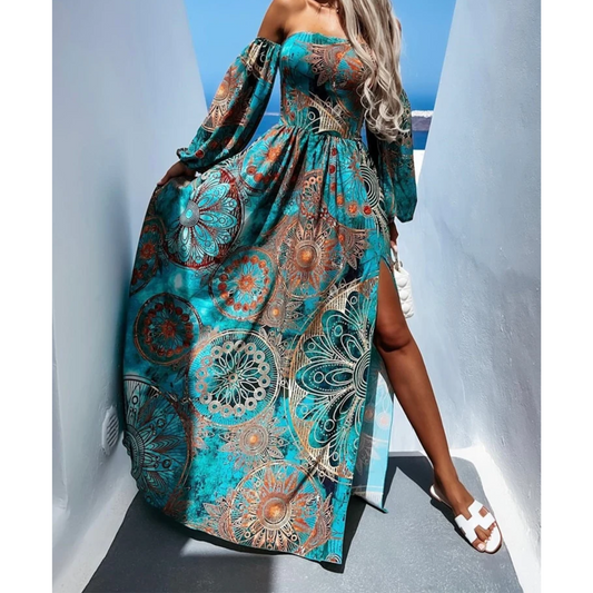 Diane - casual off shoulder bohemian maxi jurk