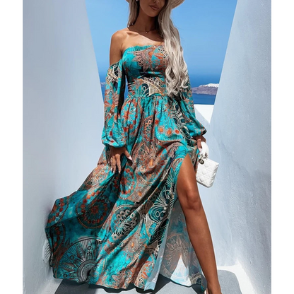 Diane - casual off shoulder bohemian maxi jurk