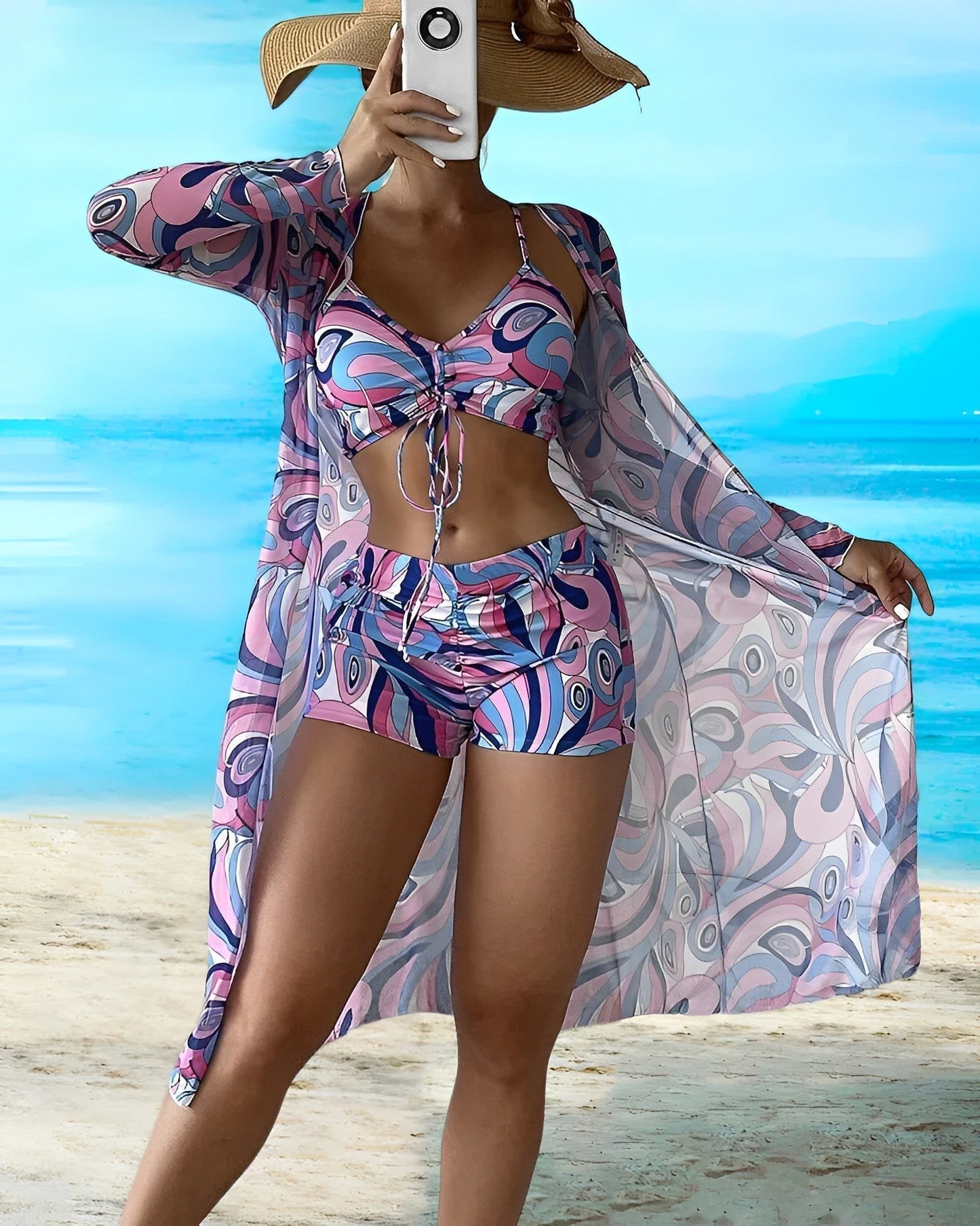 Stijlvolle 3-Delig Bikini Set met Bloemenprint - By La Bella Vie