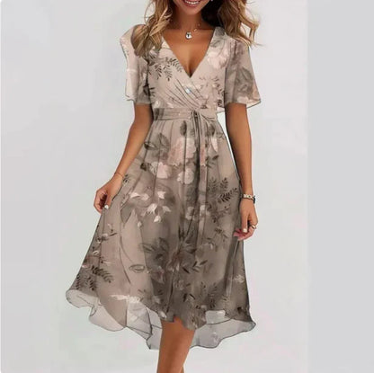 Verfijnde Midi-jurk voor dames - zacht chiffon met v-halslijn