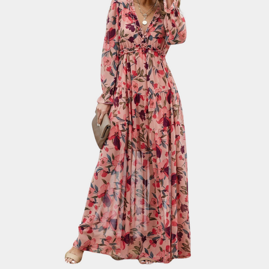 Chique maxi jurk met lange mouwen