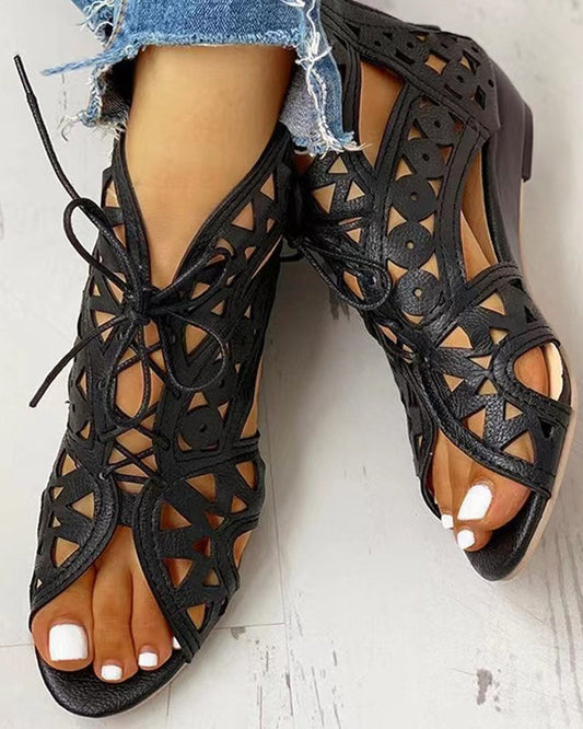 Casual orthopedische platte sandalen met uitsparingen - By La Bella Vie