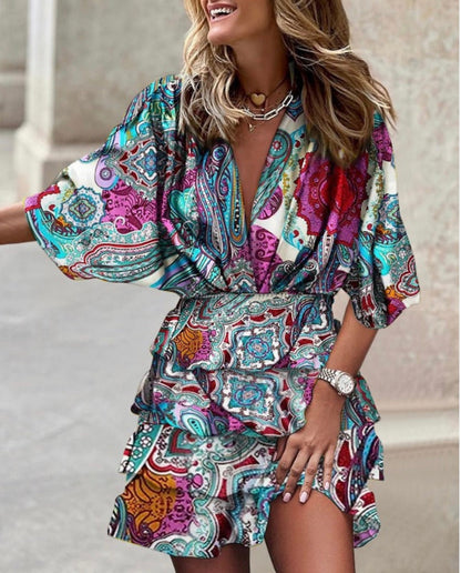 Anastasia - trendy veelkleurige zomerjurk