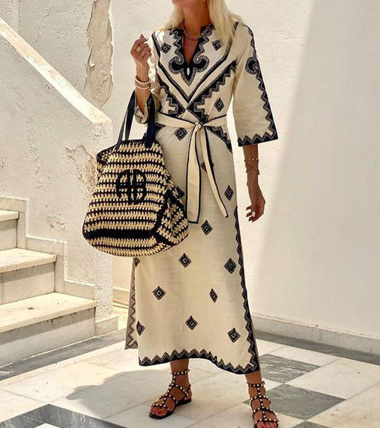 Riviera chique maxi kaftan jurk met ceintuur