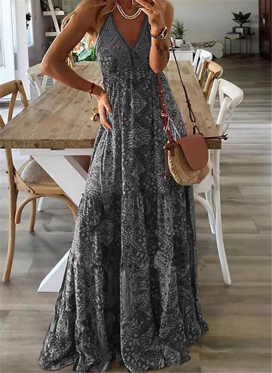 Mara - Stijlvolle Bedrukte Zomer Maxi-jurk
