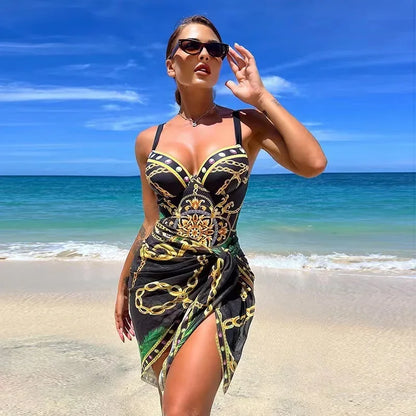 Elegante gedrukte bikini set met cover-up - By La Bella Vie