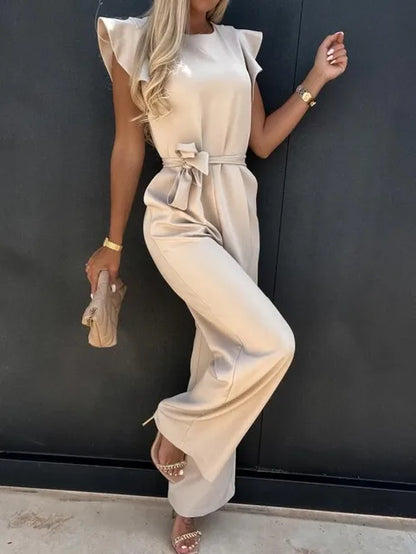 Dahlia - jumpsuit met ruches mouwen en ceintuur - By La Bella Vie