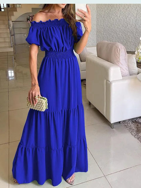 Ingrid - casual off-shoulder maxi jurk