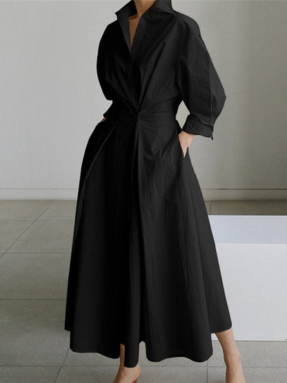 Kayla - elegante linnen geplooide maxi-jurk