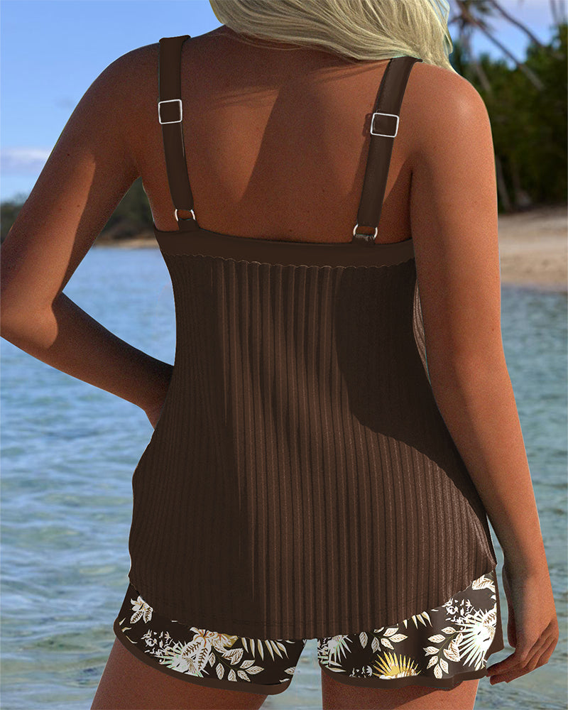Gestreepte Tankini Set - Korte Strandoutfit