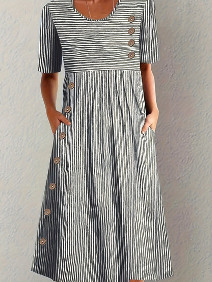 Lenna | Gestreepte midi-jurk - By La Bella Vie