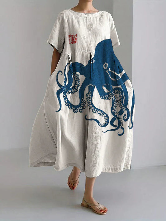 Amber - octopus print zomerjurk
