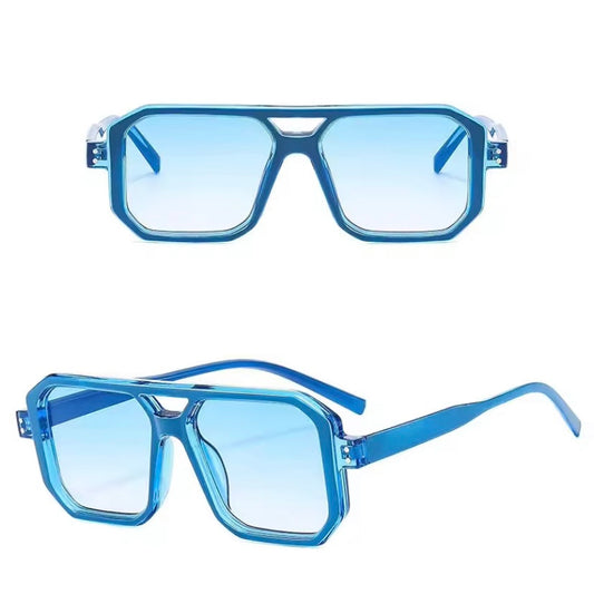 Blue Vintage Brand Designer Square Sunglasses Women For Men Fashion Popular Luxury