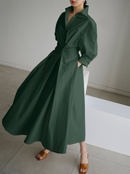 Kayla - elegante linnen geplooide maxi-jurk