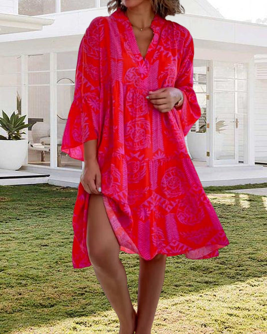 Bryanna - stijlvolle losse zomerjurk met V-hals