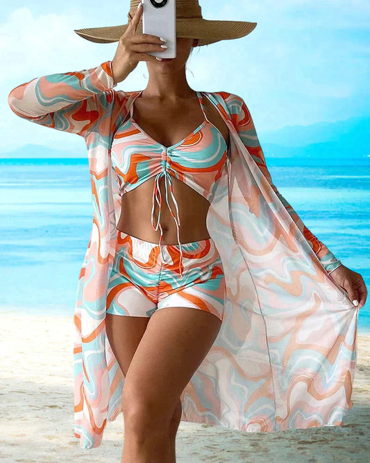 Stijlvolle 3-Delig Bikini Set met Bloemenprint - By La Bella Vie