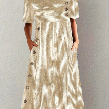Lenna | Gestreepte midi-jurk - By La Bella Vie