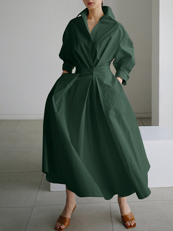 Kayla - elegante linnen geplooide maxi-jurk