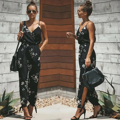 Layla - bloemenprint jumpsuit met bandjes - By La Bella Vie