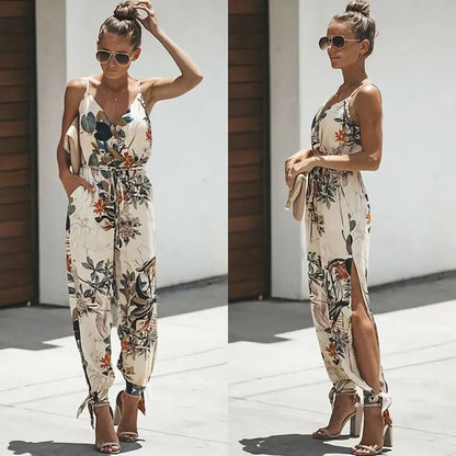 Layla - bloemenprint jumpsuit met bandjes - By La Bella Vie